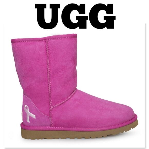NWOB UGG Cancer Awareness Classic Short Raspberry Pink Boots - Picture 1 of 16